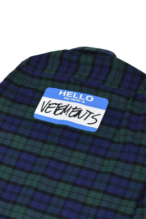 KIDS MY NAME IS VETEMENTS FLANNEL SHIRT / NVY