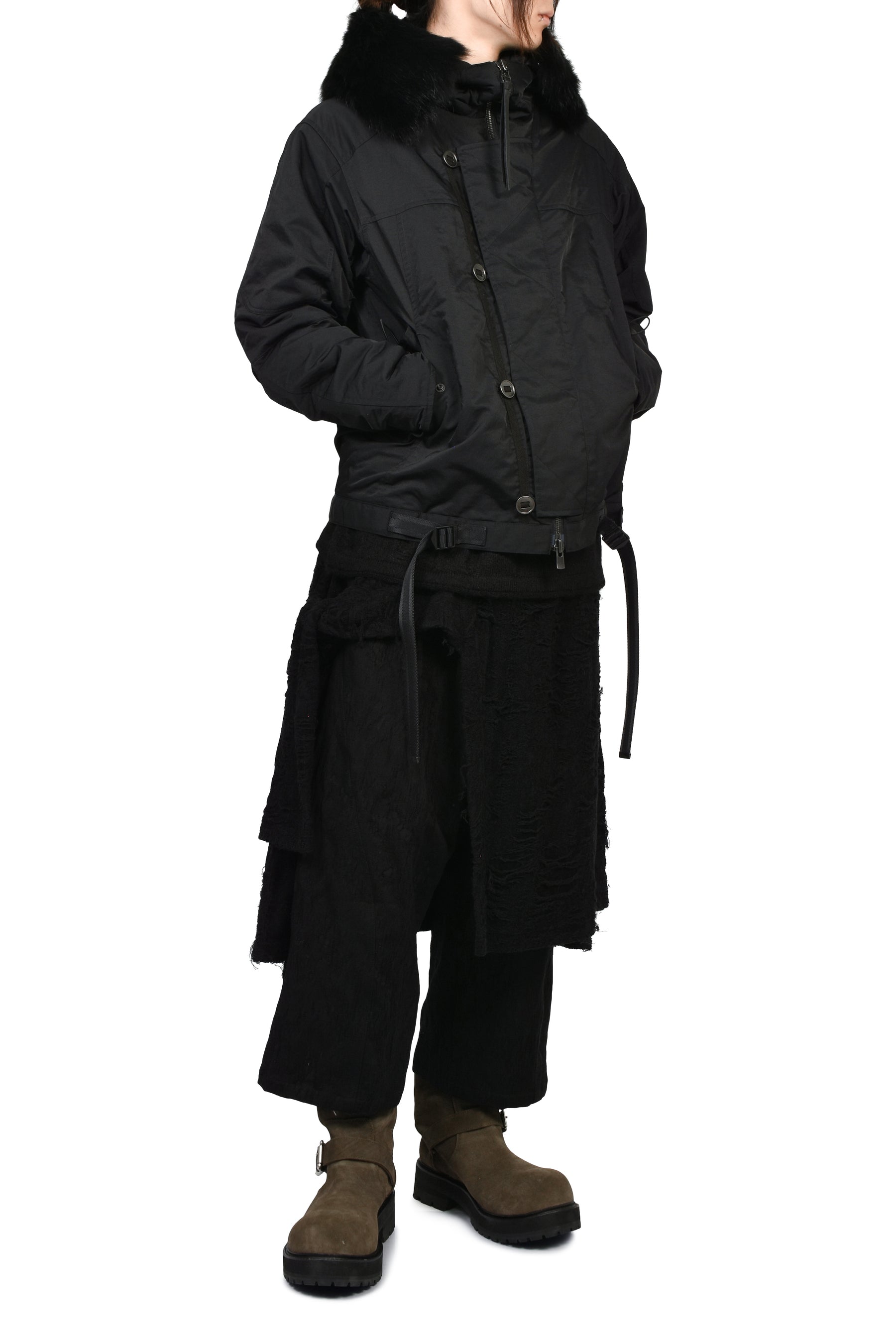 COYOTE FUR FLIGHT JACKET / BLK