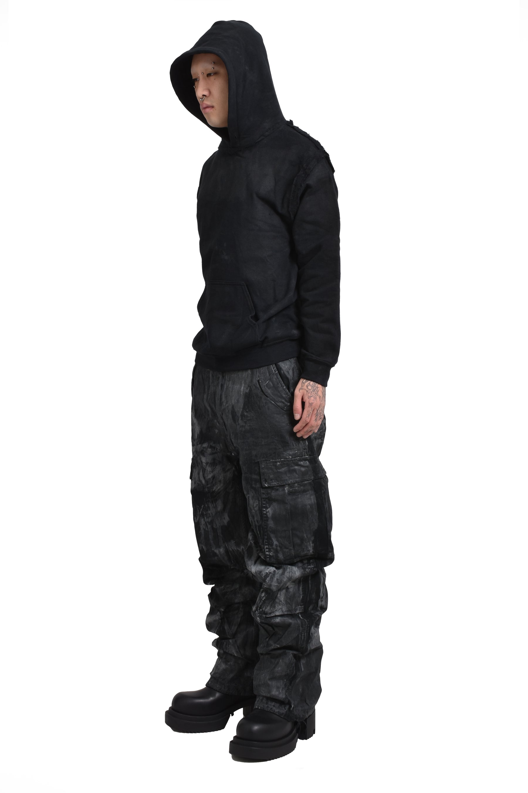 OILSKIN CARGO PANTS / BLK