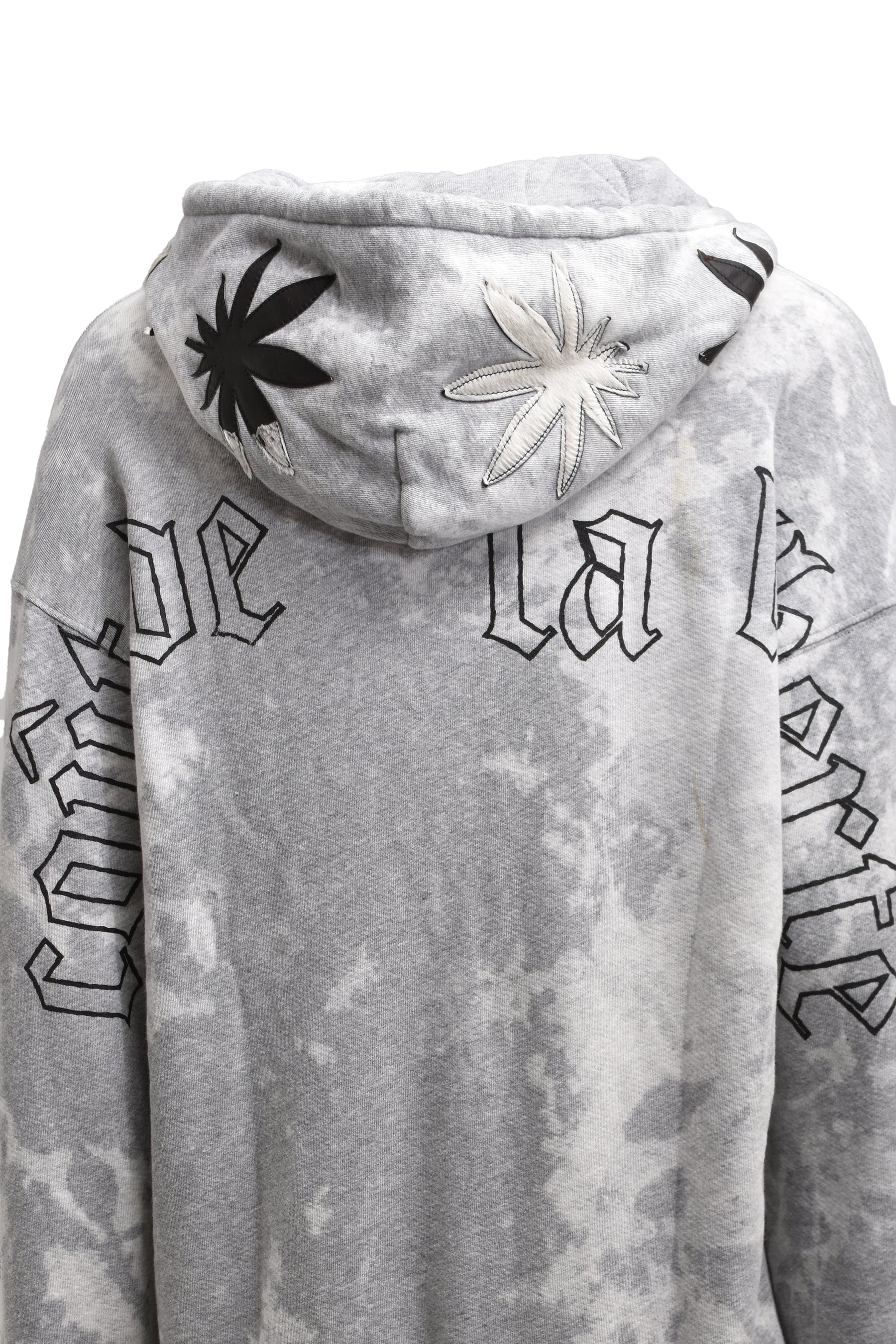 ARIANA/EMBELLISHED FRENCH TERRY PULLOVER HOODIE / HGRY/WHT