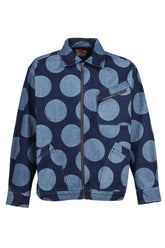 POLKA DOTS PATTERN DENIM JACKET / BLU