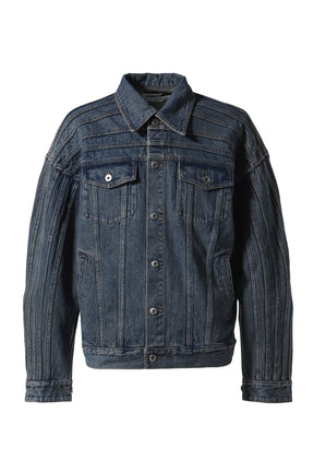 DENIM DECONSTRUCTION OVERSIZED JACKET / BLU