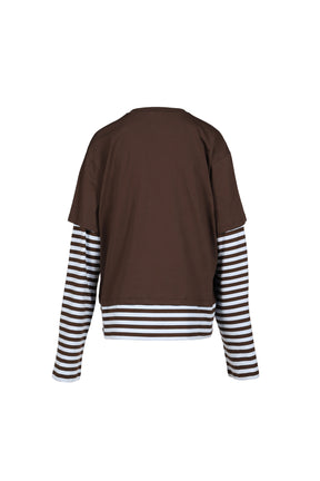 LONG SLEEVE 2-IN-1 TEE WITH KNIT PATCH / BRY