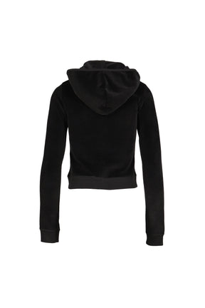 CROSS CHARM VELVET HOODIE ZIP-UP / BLK