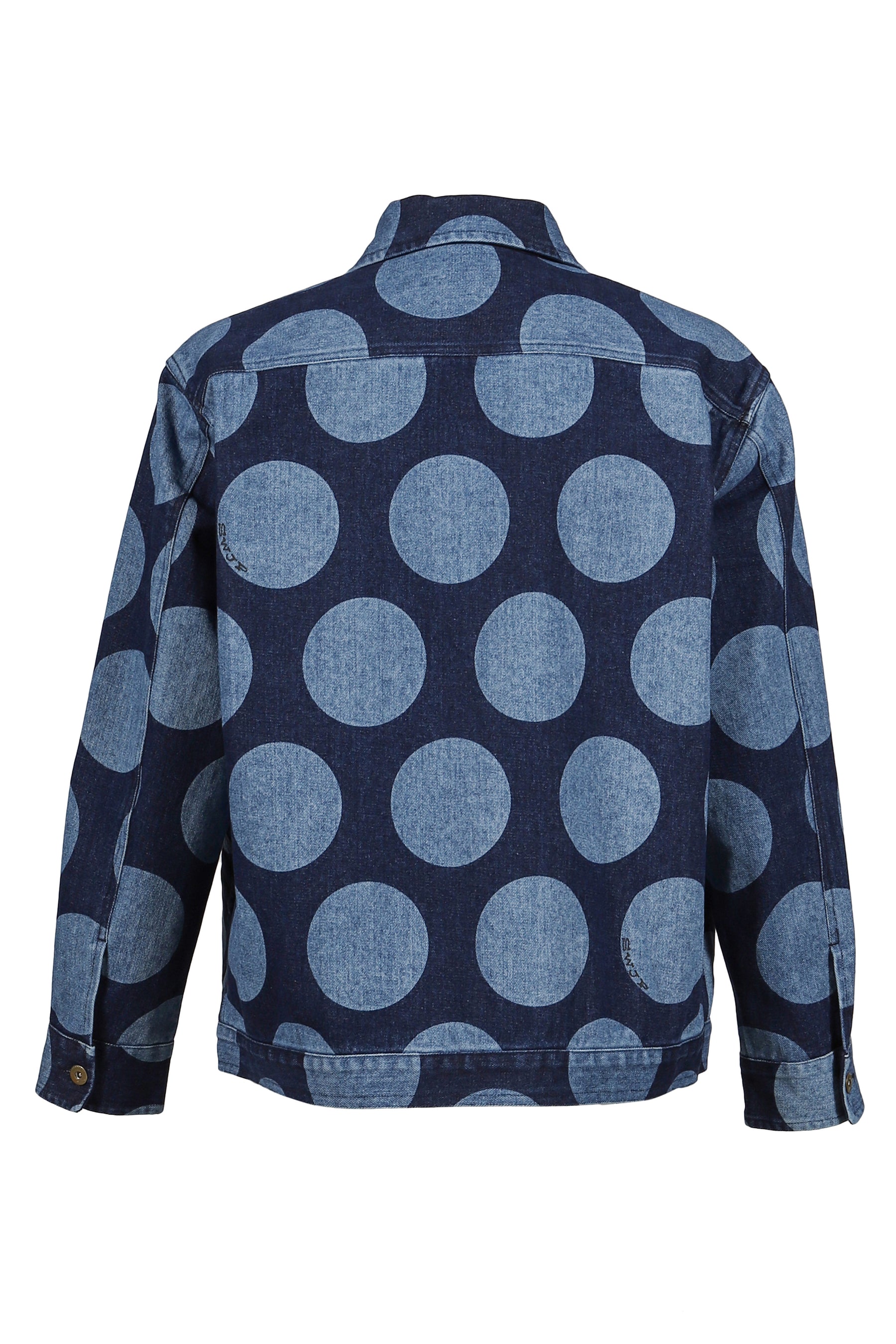 POLKA DOTS PATTERN DENIM JACKET / BLU