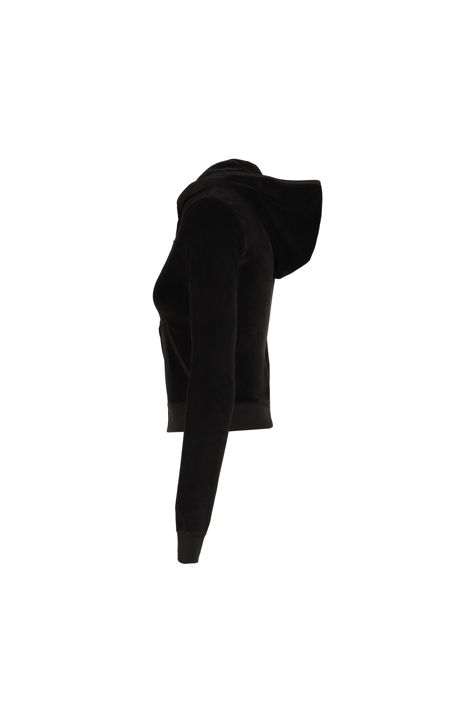 CROSS CHARM VELVET HOODIE ZIP-UP / BLK