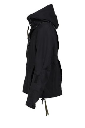 HOODED JACKET WITH PANIC-ZIP / BLK