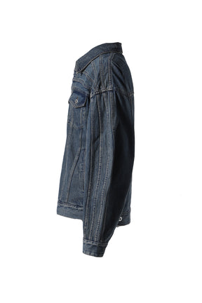 DENIM DECONSTRUCTION OVERSIZED JACKET / BLU