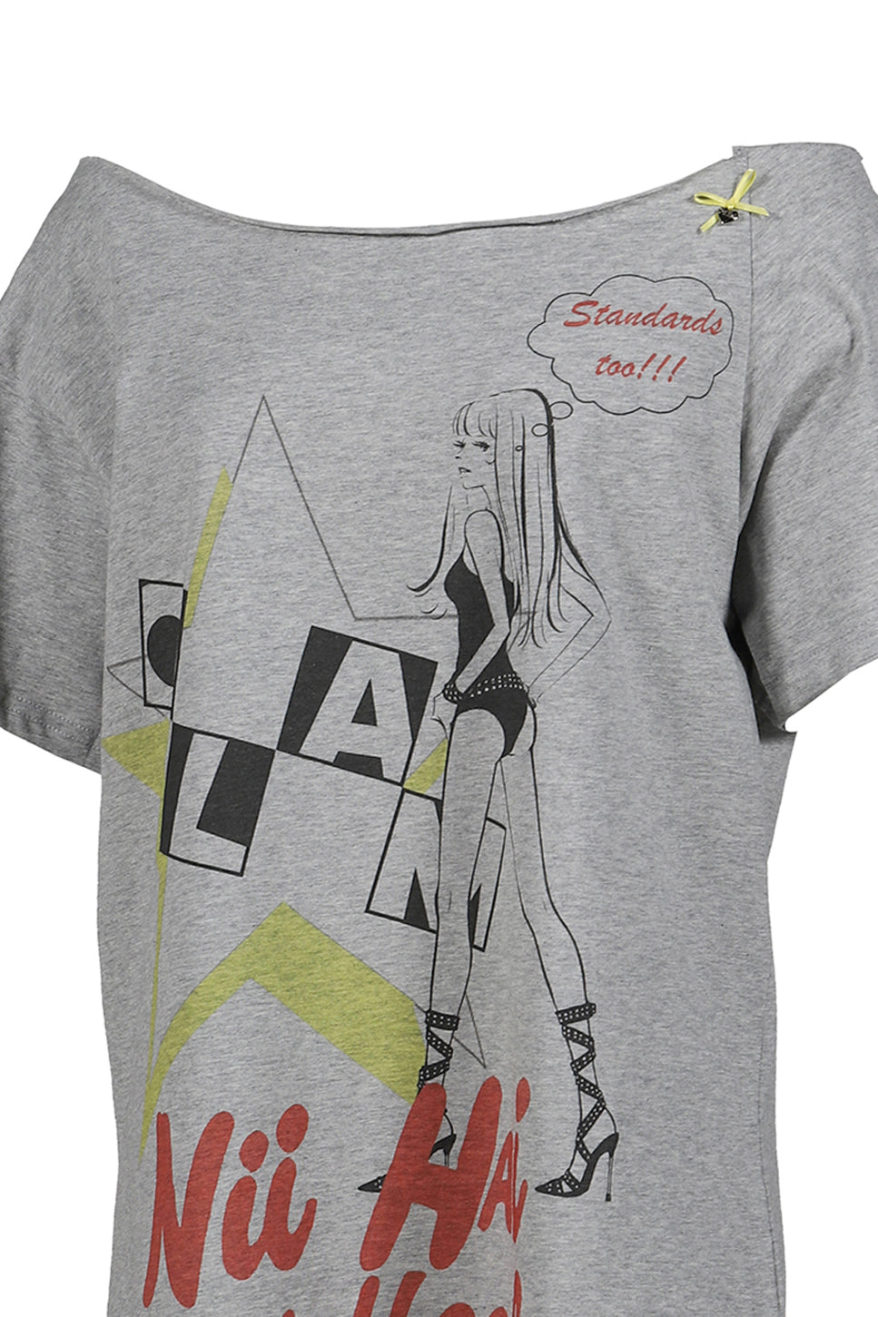 DUBS TEE IN GREY & NEON YELLOW / GRY