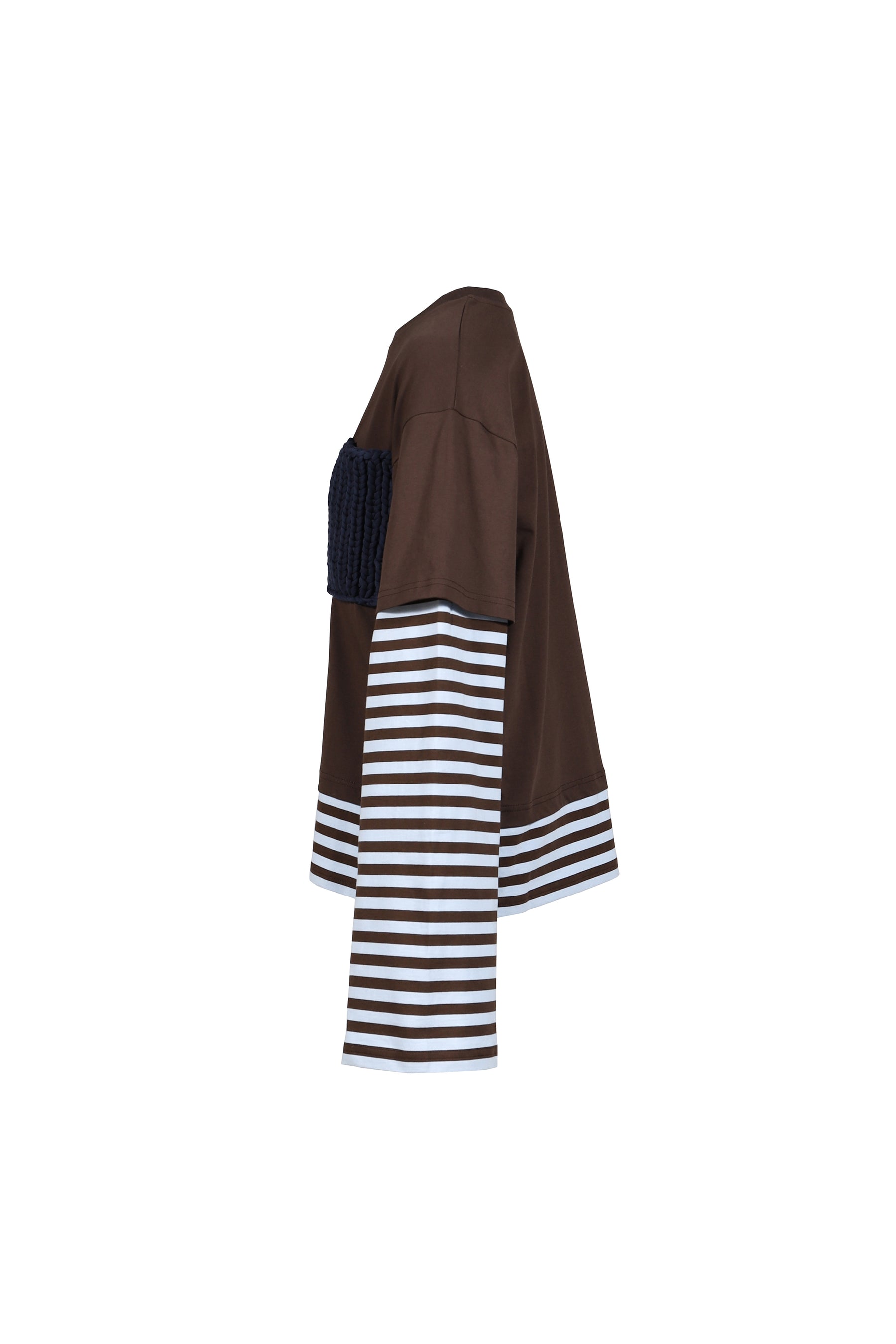 LONG SLEEVE 2-IN-1 TEE WITH KNIT PATCH / BRY