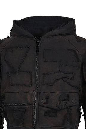 HYBRID HOODIE SCRAP / BLACK 