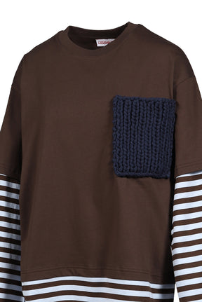 LONG SLEEVE 2-IN-1 TEE WITH KNIT PATCH / BRY