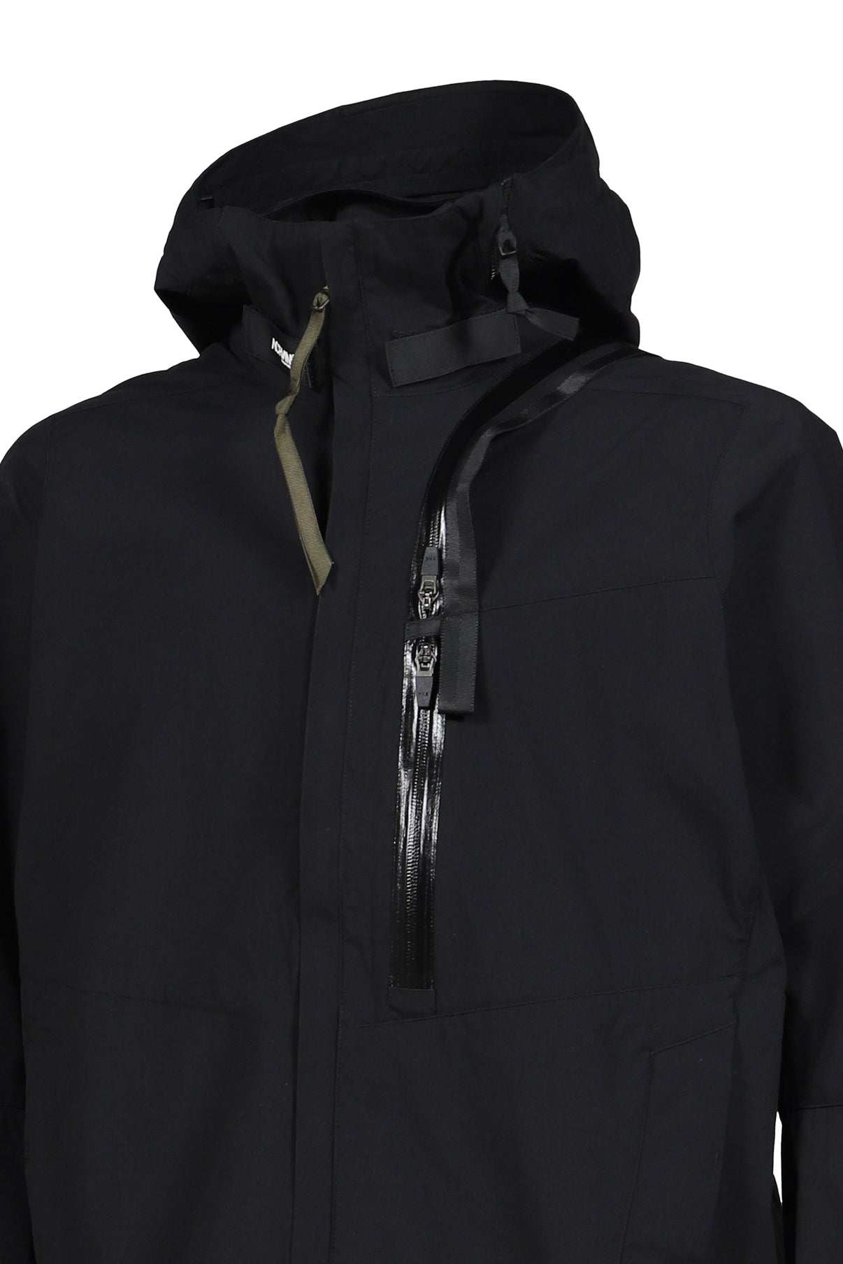 HOODED JACKET WITH PANIC-ZIP / BLK
