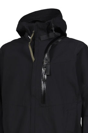 HOODED JACKET WITH PANIC-ZIP / BLK