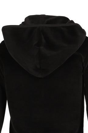 CROSS CHARM VELVET HOODIE ZIP-UP / BLK