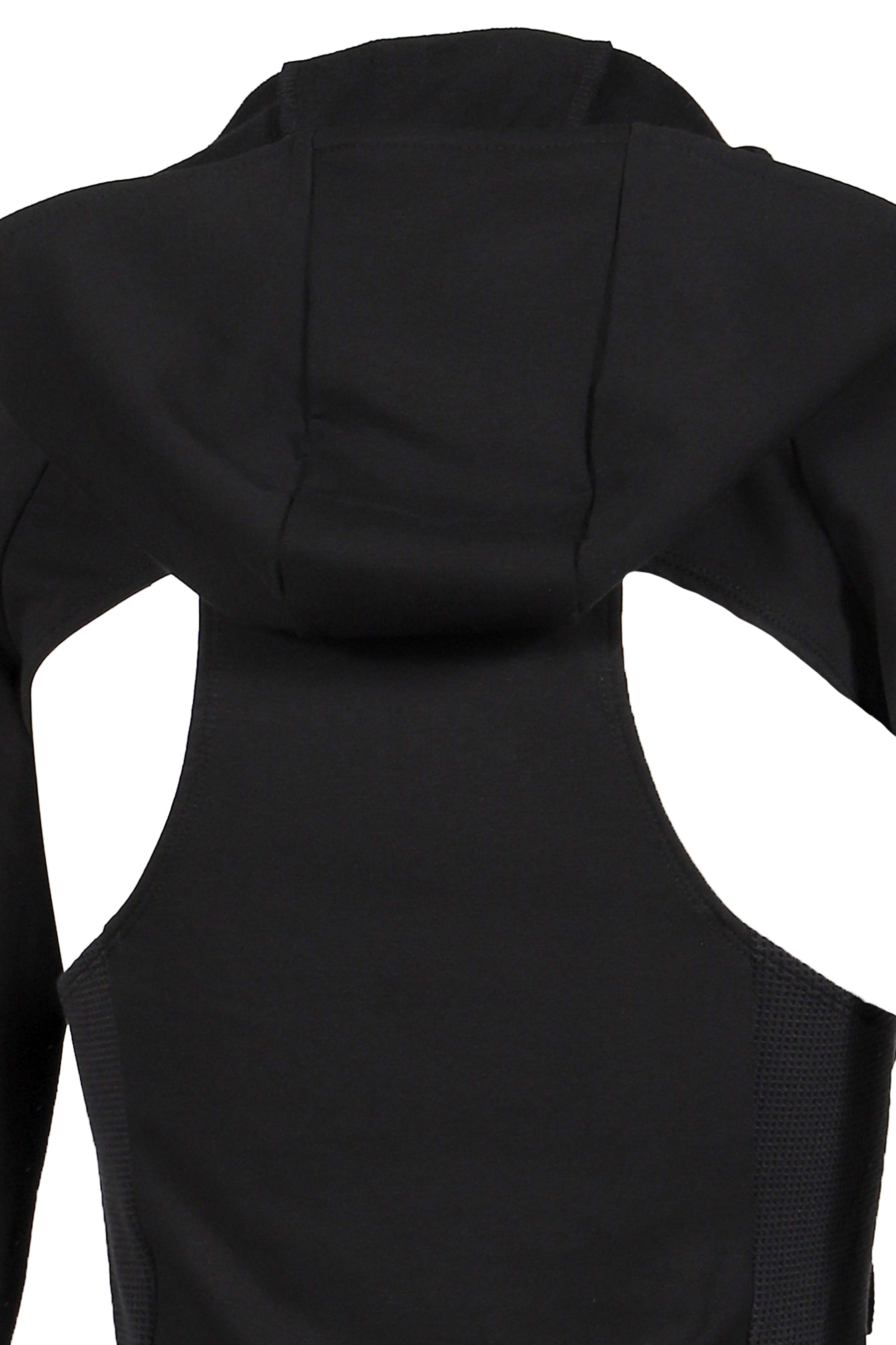 HOODED ASYMMETRIC ZIP TOP / BLK 