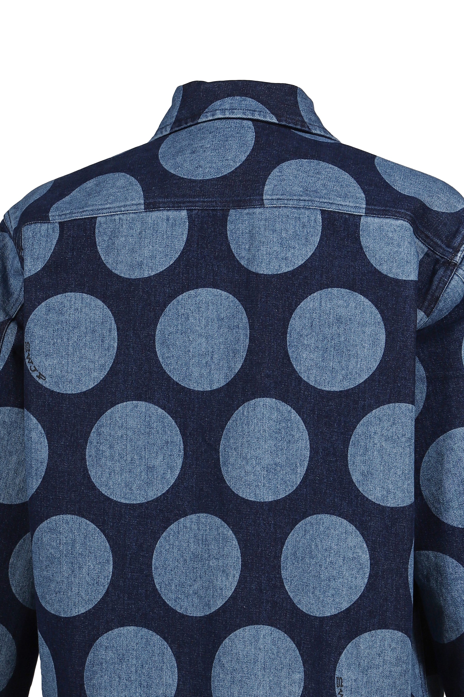 POLKA DOTS PATTERN DENIM JACKET / BLU
