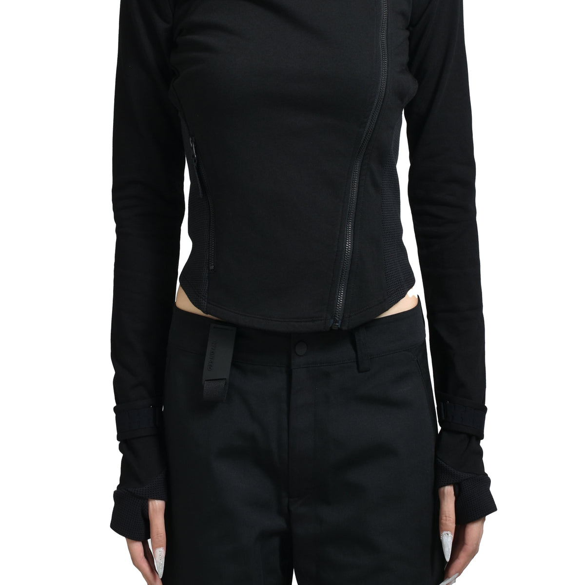 Hyein Seo FW25 Hooded Asymmetric Zip Top / Black - NUBIAN