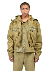 HOODED DENIM BOMBER / GRN