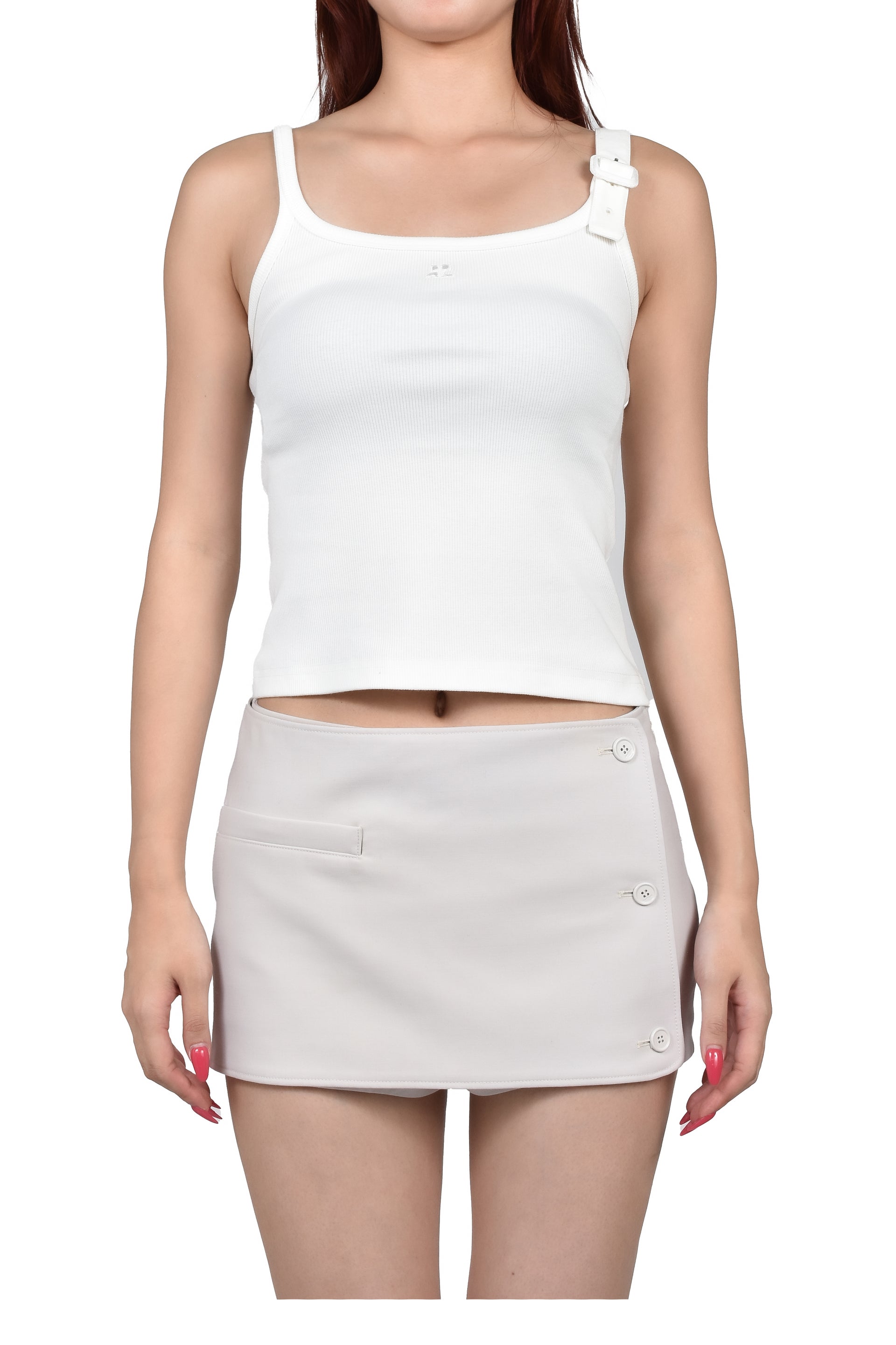 BUCKLE 90'S RIB TANK TOP / WHT