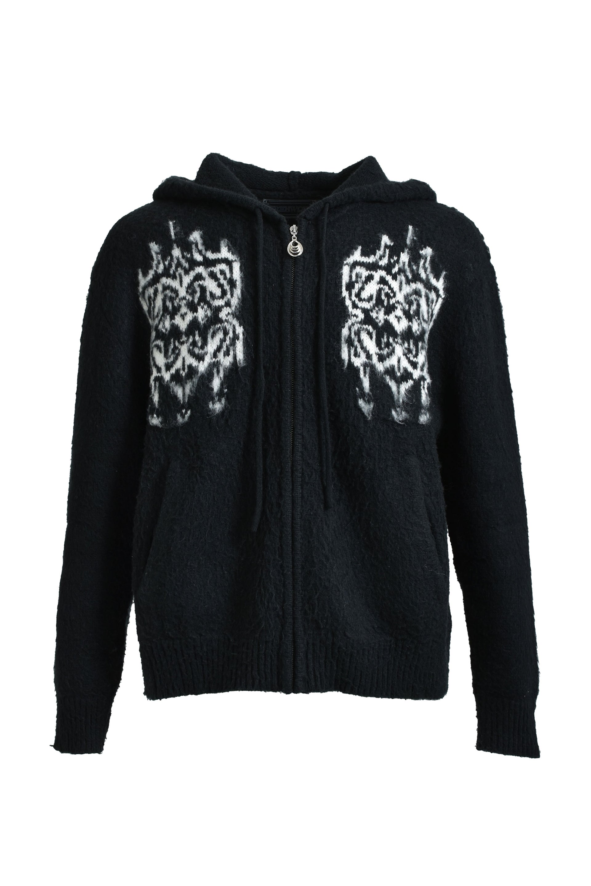 EREHWON THE SACRED TREE MOHAIR ZIP HOODIE / BLK
