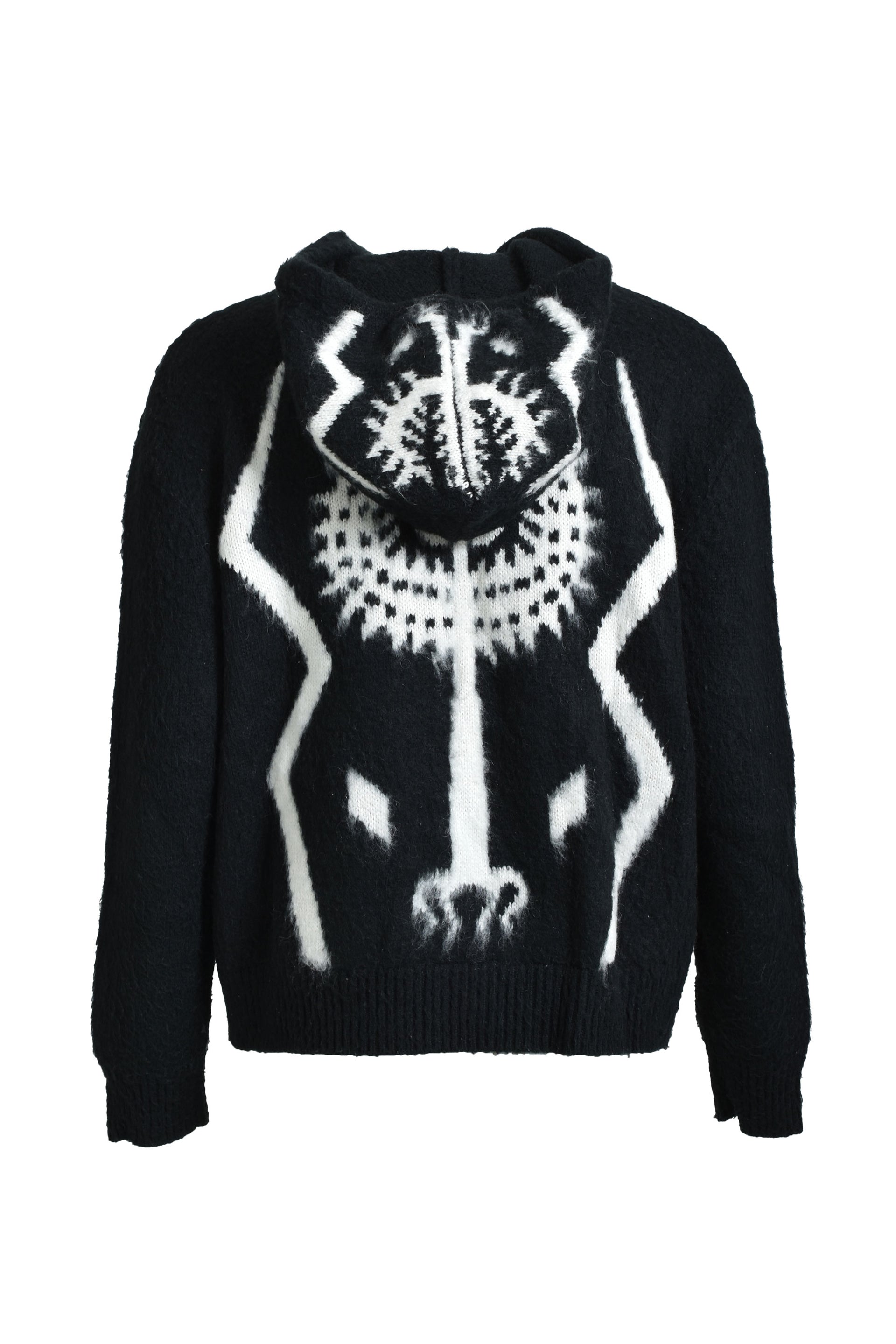 EREHWON THE SACRED TREE MOHAIR ZIP HOODIE / BLK