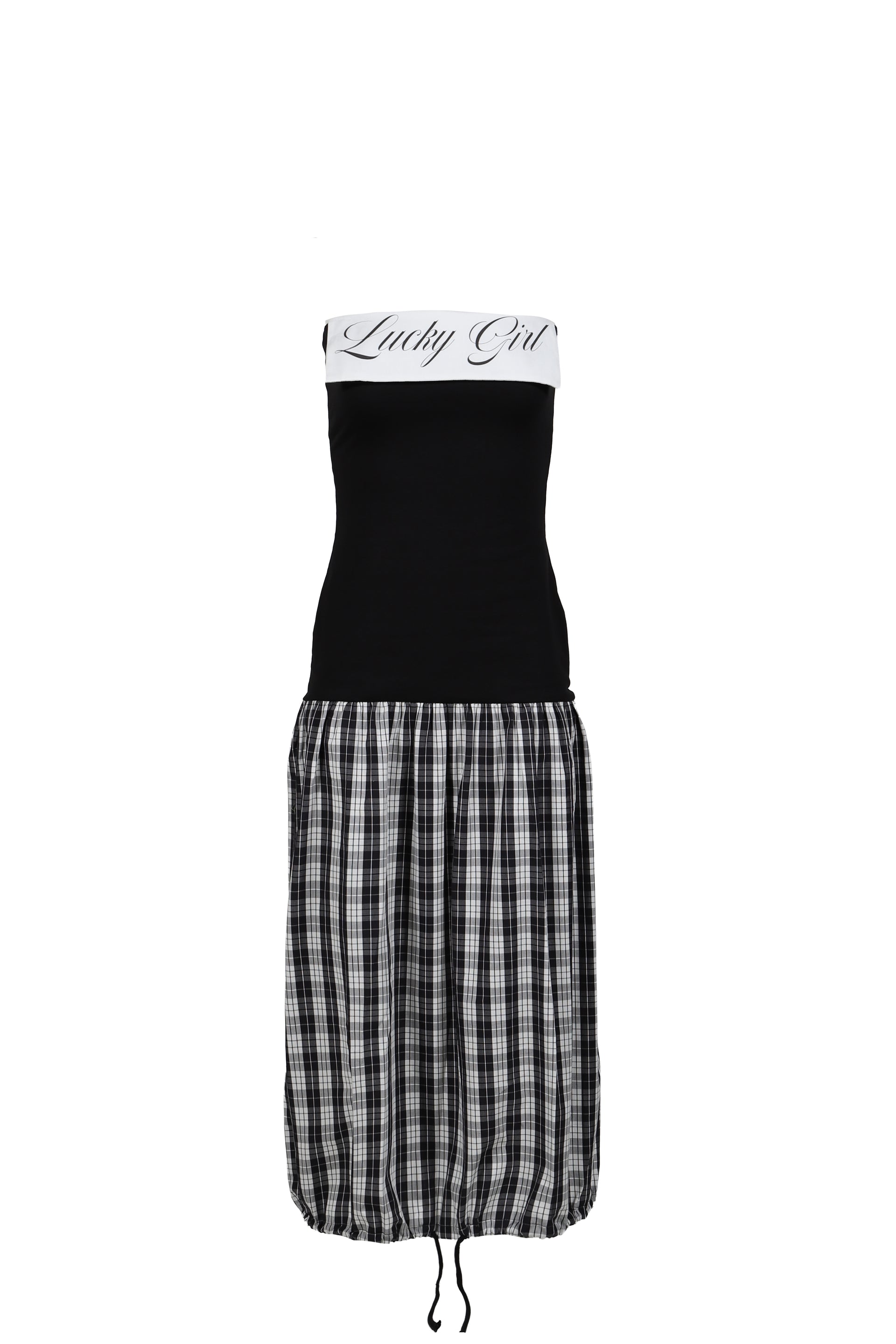 LUCKY GIRL TUBE DRESS BLACK/CHECKERED / WHT