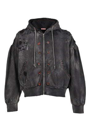 DESTROYED BLOSON HOODIE (EXCLUSIVE) / BLK