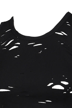 DISTRESSED TANK / BLK