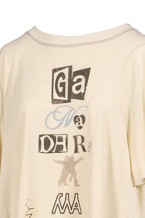 SCOOP NECK PHONETIC TEE / BEI