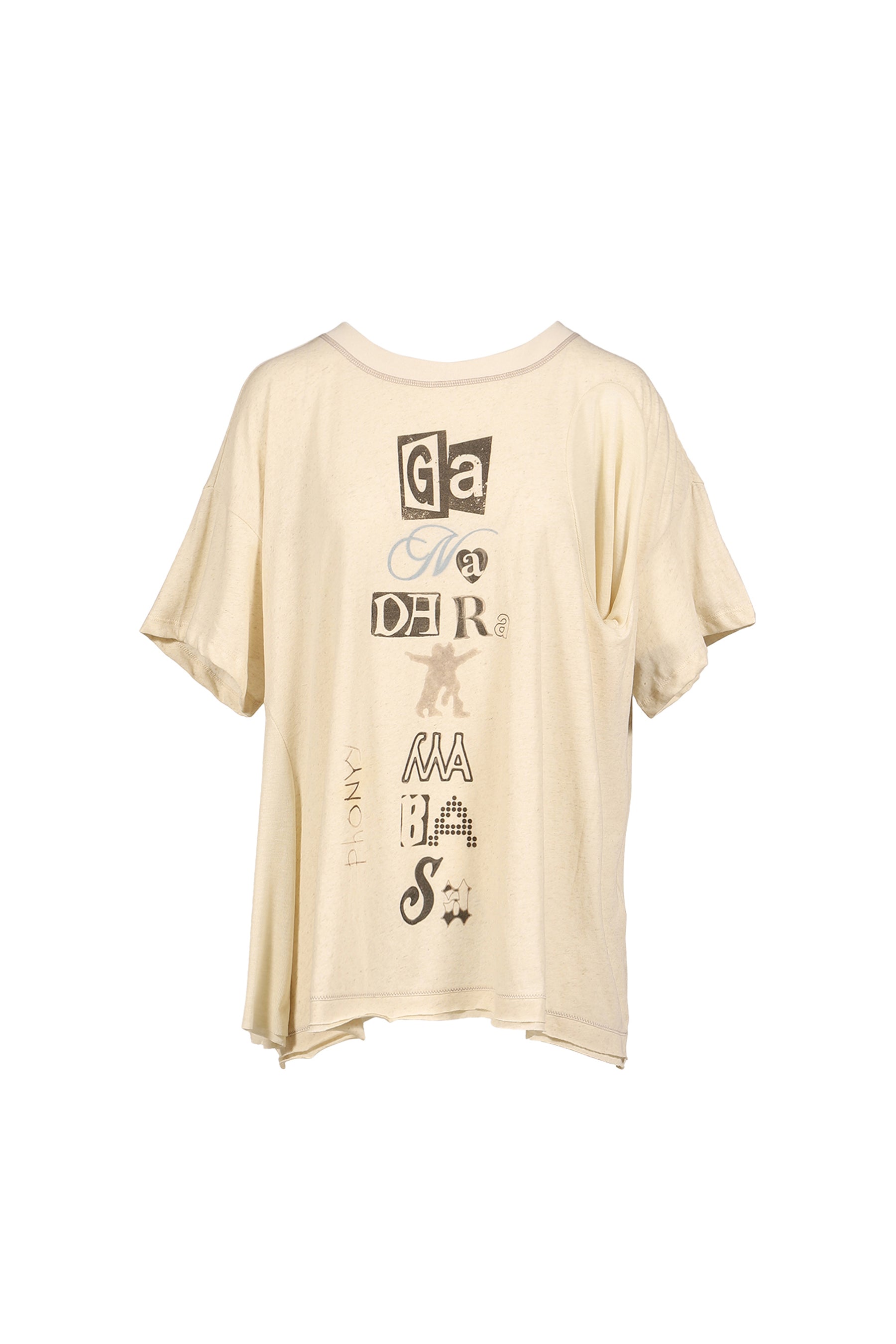 SCOOP NECK PHONETIC TEE / BEI