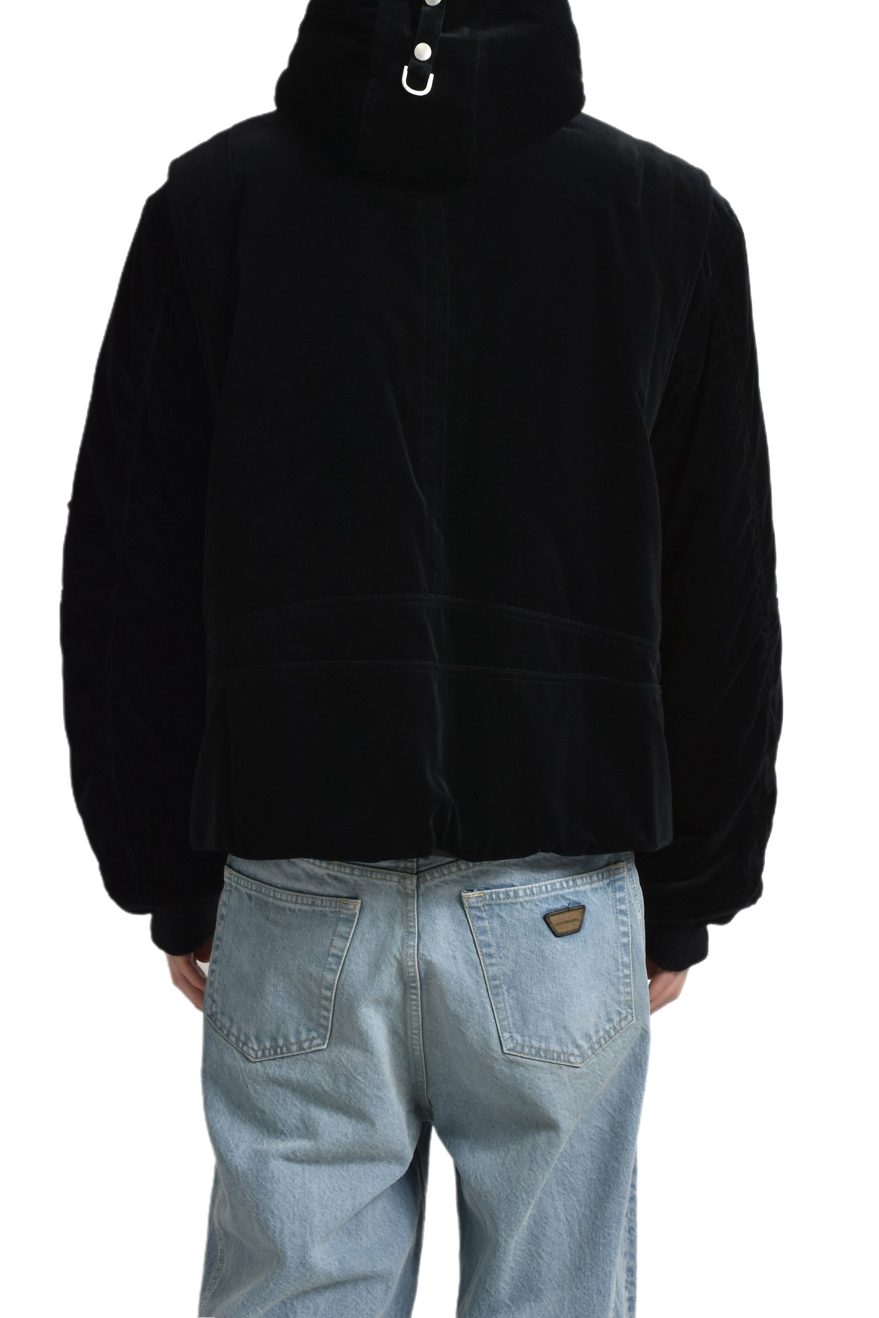 HOODED BOMBER JACKET / BLK