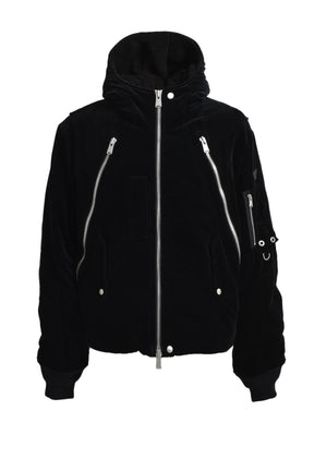 HOODED BOMBER JACKET / BLK