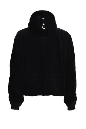 HOODED BOMBER JACKET / BLK