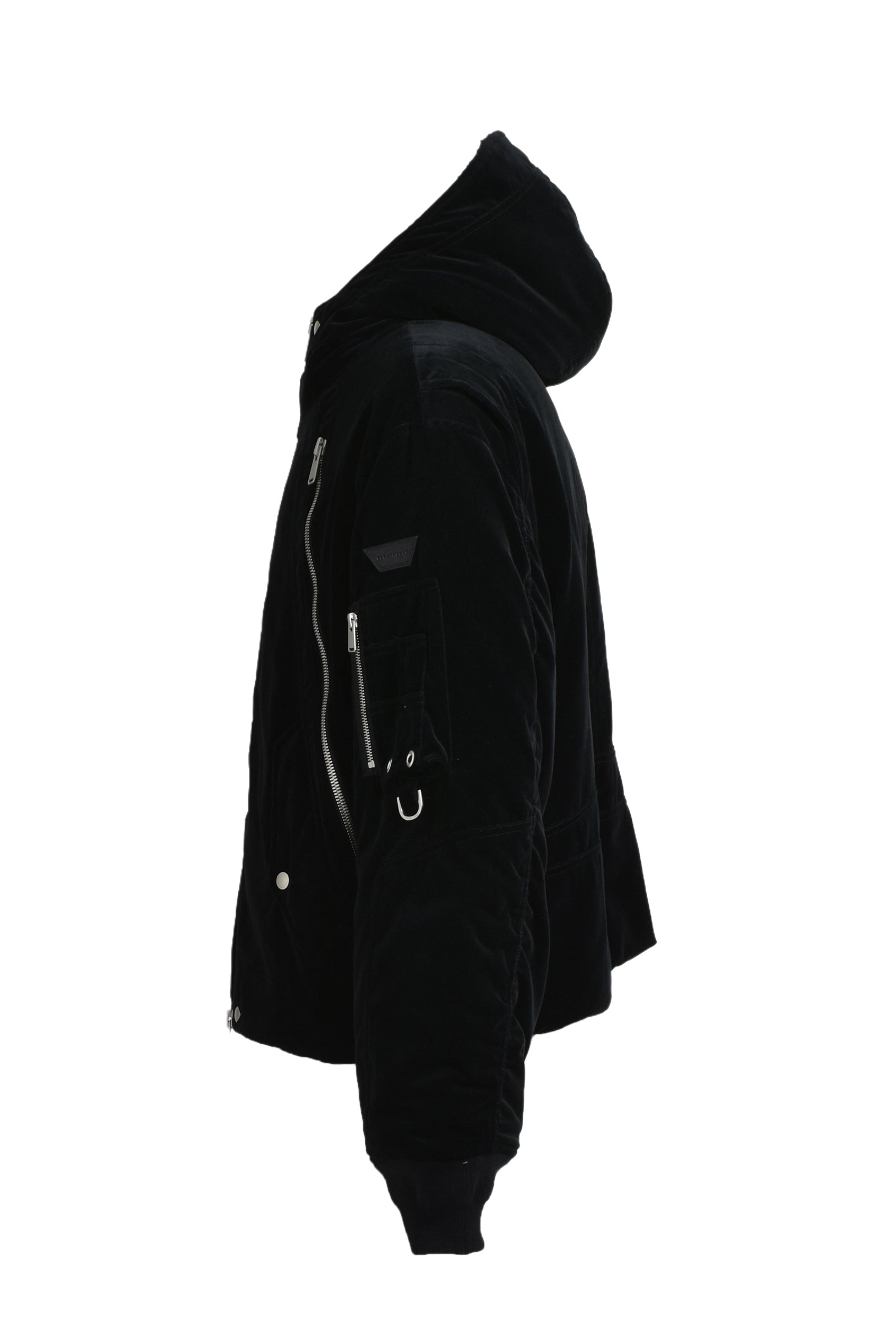 HOODED BOMBER JACKET / BLK