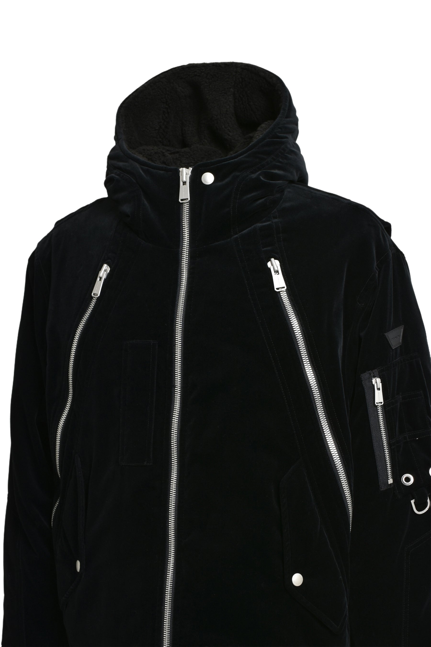 HOODED BOMBER JACKET / BLK