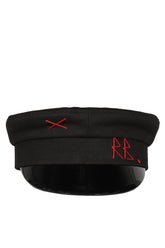 BLACK COTTON BAKER BOY CAP / BLK