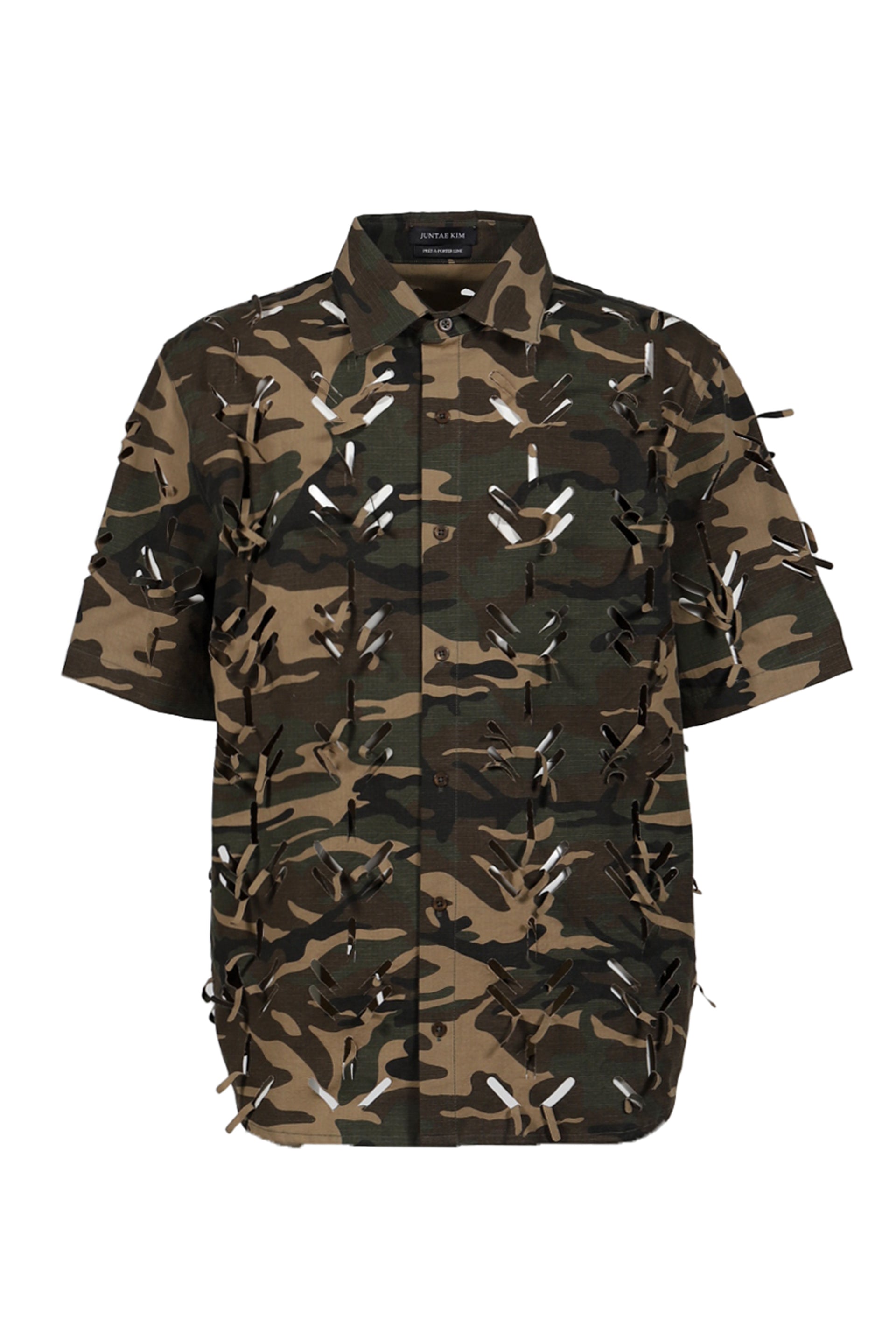 JUNTAE KIM LASER SLASHED SHIRTS / CAMO