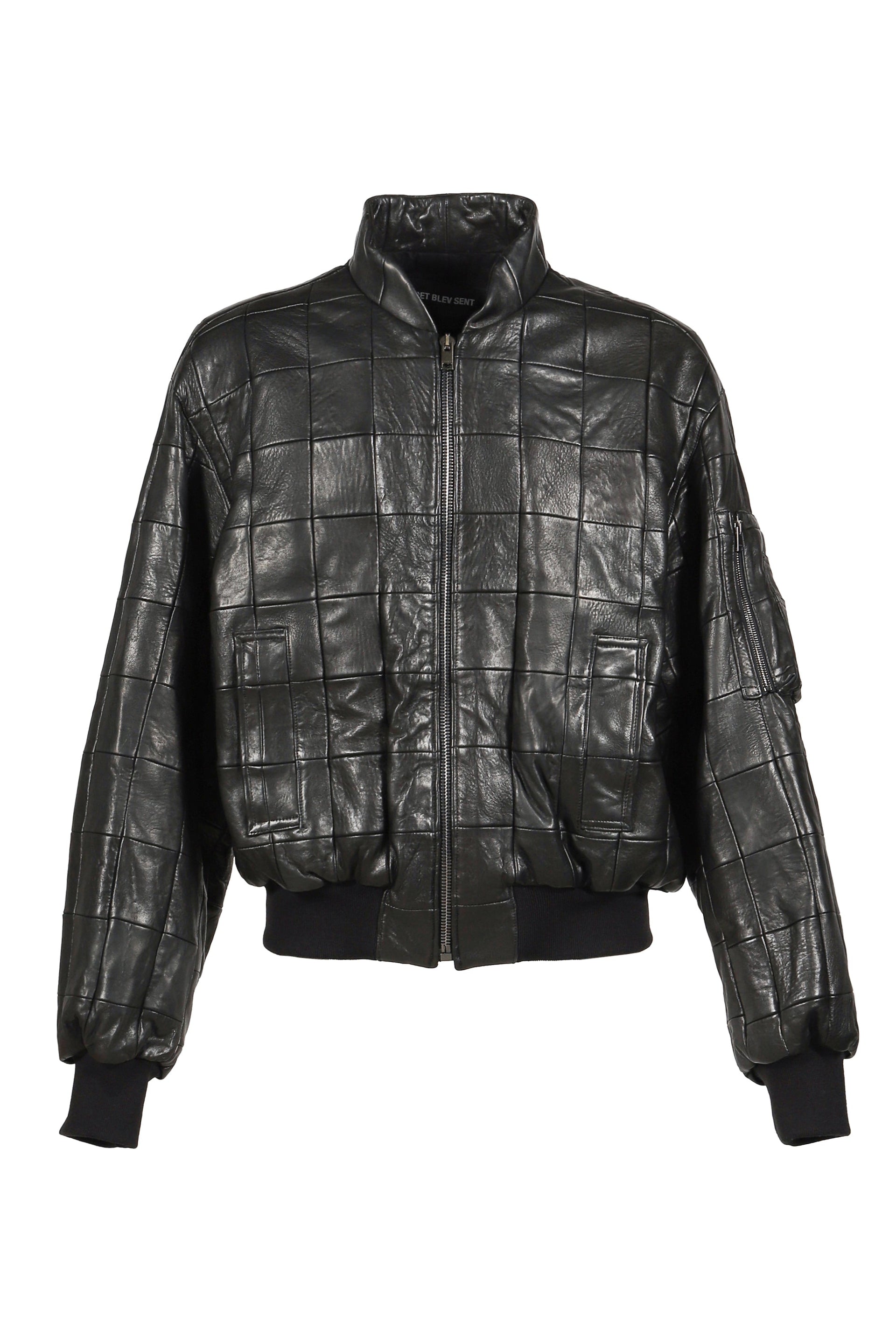 LEATHER BOMBER JACKET / BLK