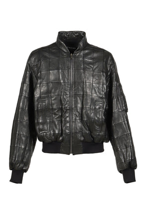LEATHER BOMBER JACKET / BLK