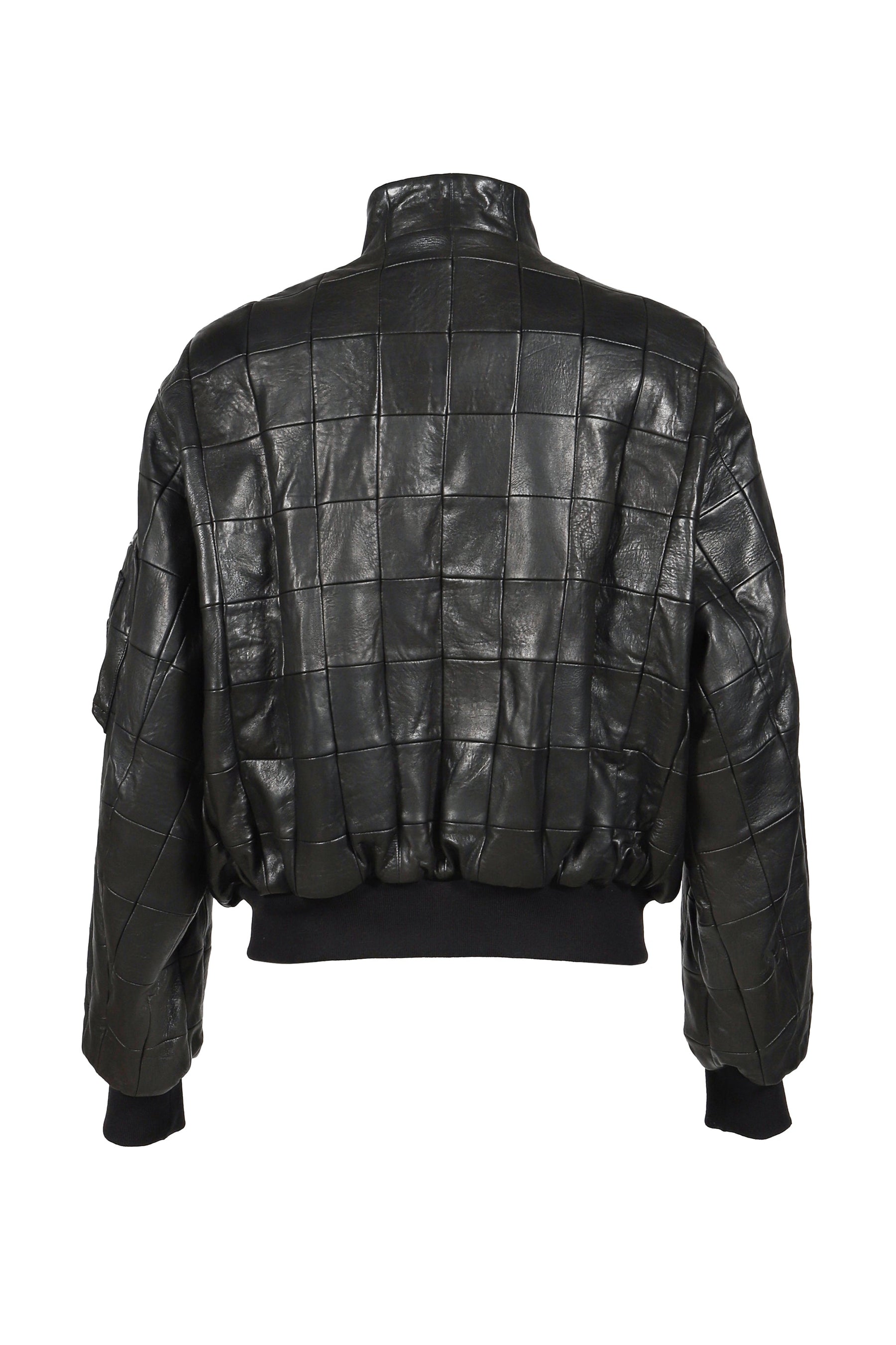 LEATHER BOMBER JACKET / BLK
