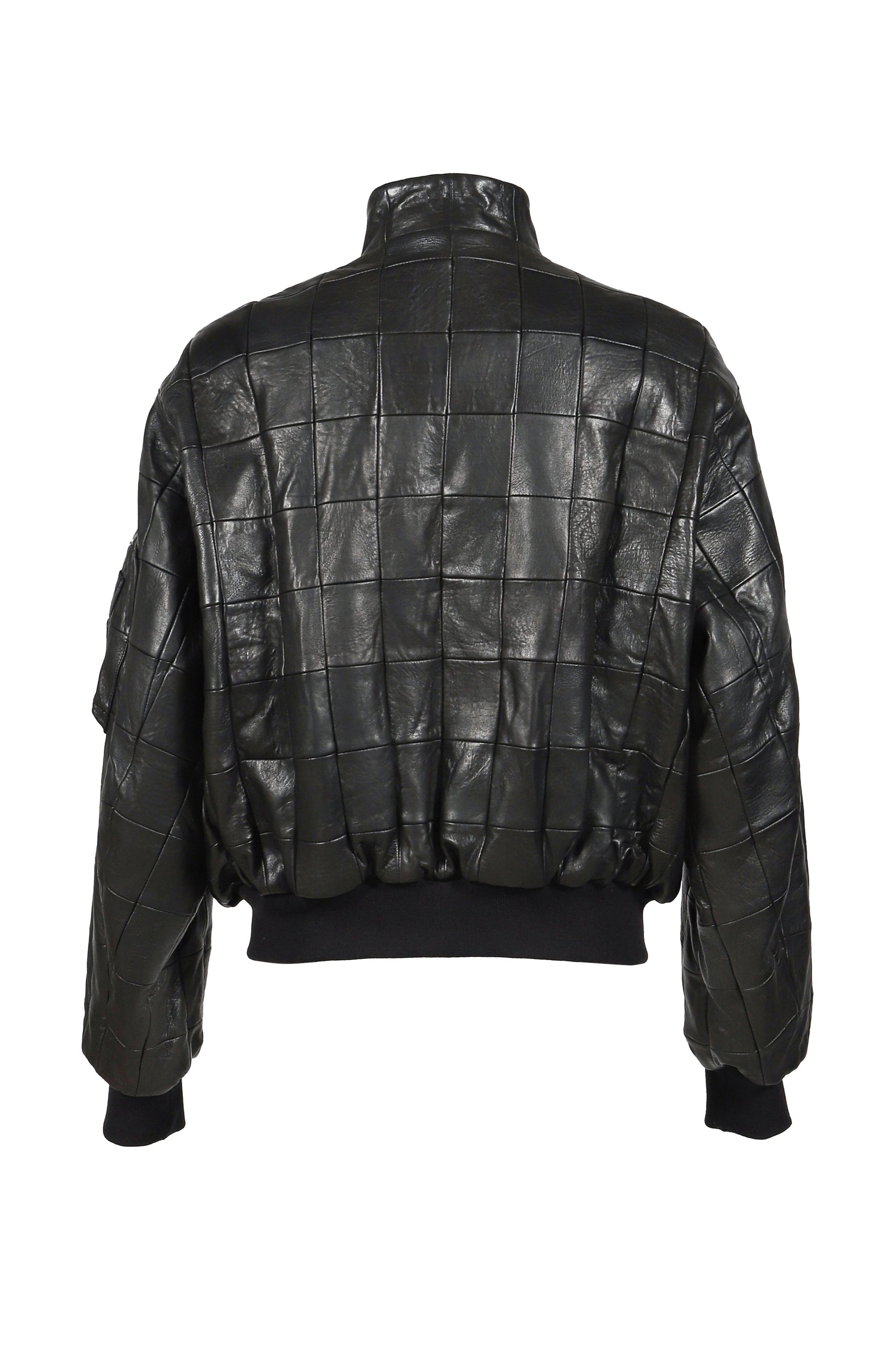LEATHER BOMBER JACKET / BLK