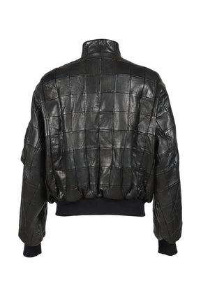 LEATHER BOMBER JACKET / BLK