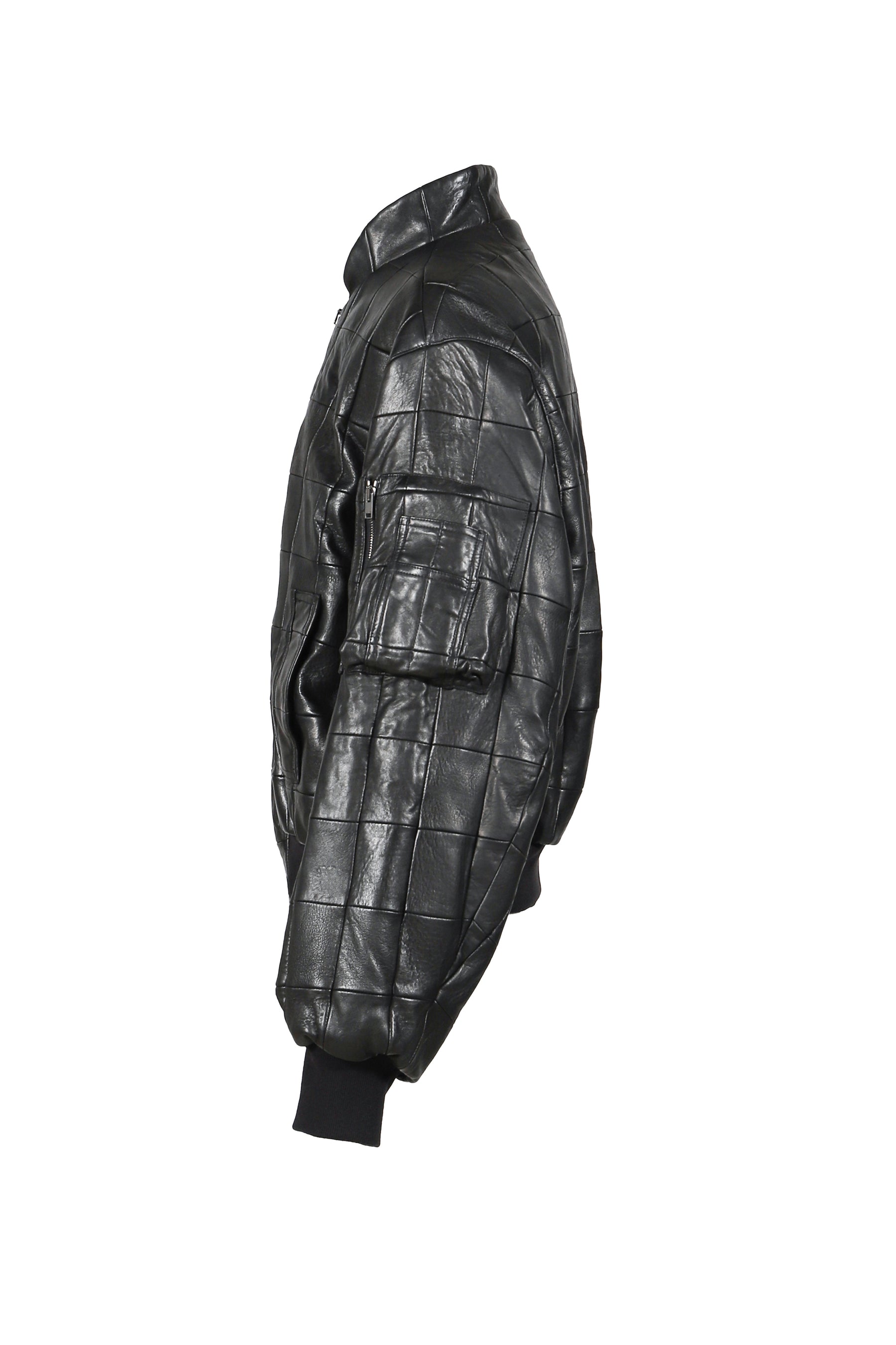 LEATHER BOMBER JACKET / BLK