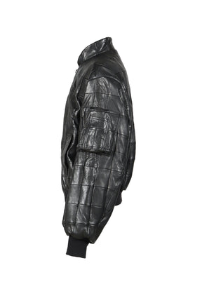 LEATHER BOMBER JACKET / BLK