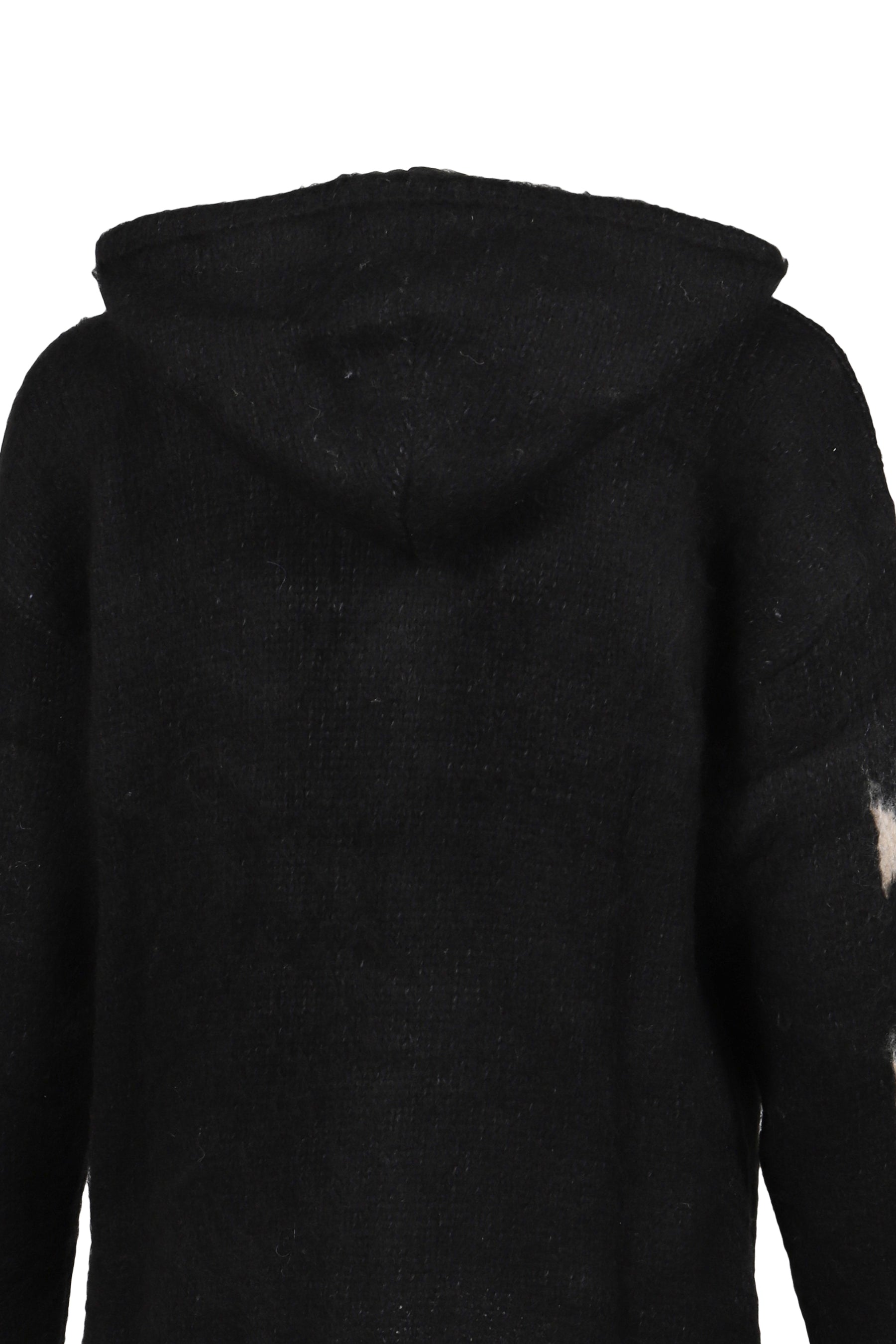 RAGLAN BRUSHED CROSS ZIP KNIT HOODIE / BLK 