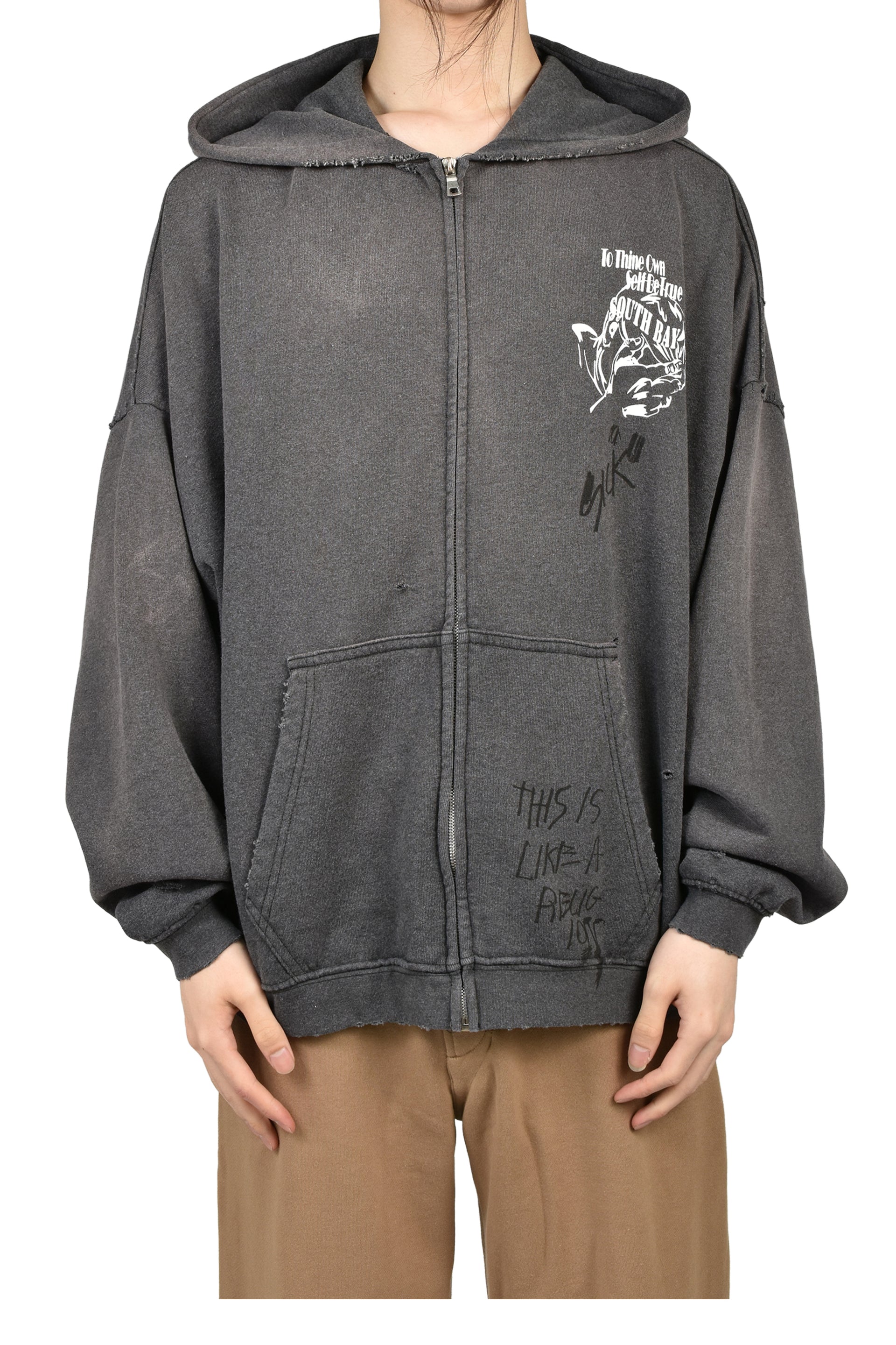 CARRYING THE MESSAGE ZIP HOODED SWEATSHIRT / BLK