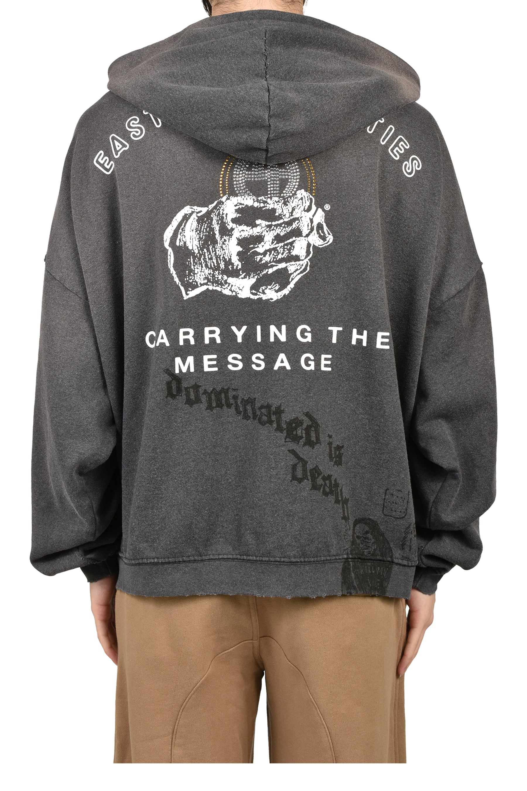 CARRYING THE MESSAGE ZIP HOODED SWEATSHIRT / BLK