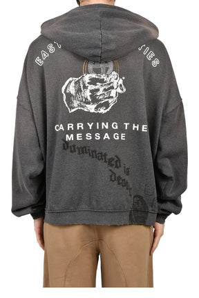 CARRYING THE MESSAGE ZIP HOODED SWEATSHIRT / BLK