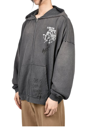 CARRYING THE MESSAGE ZIP HOODED SWEATSHIRT / BLK